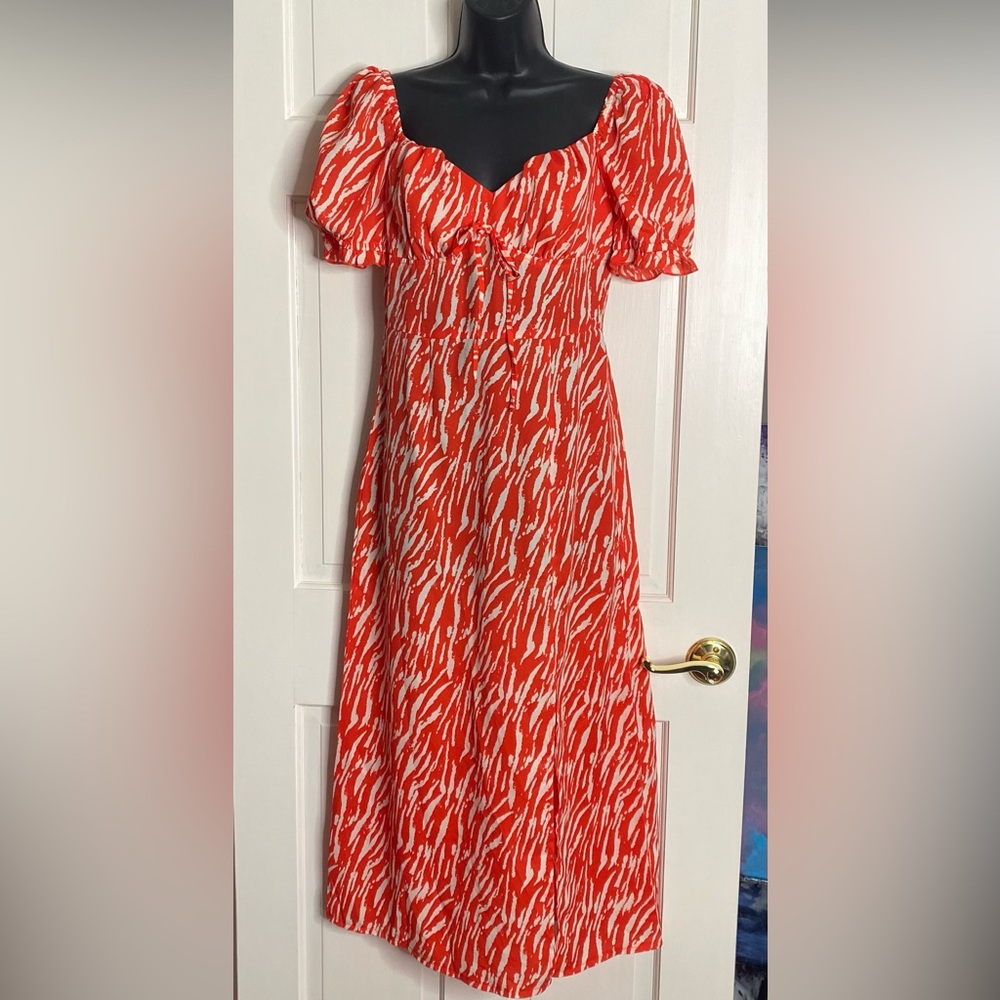 Missguided Red Orange Zebra Dress. Size 6